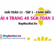 Giải bài 4 trang 48 Toán 11 tập 1 SGK Cánh Diều